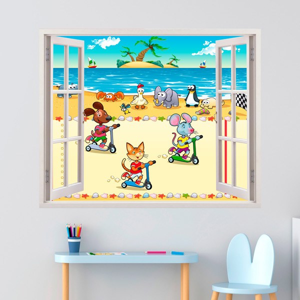 Stickers for Kids: Window race on the beach