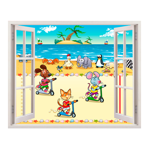 Stickers for Kids: Window race on the beach