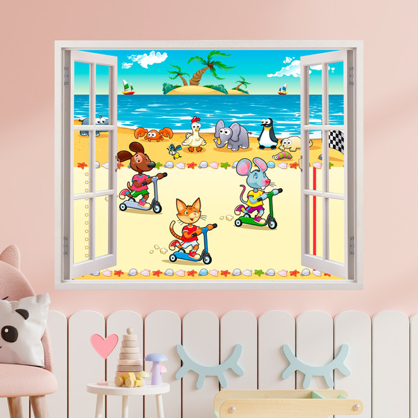 Stickers for Kids: Window race on the beach