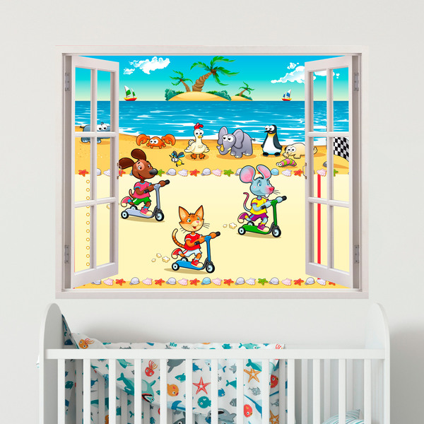 Stickers for Kids: Window race on the beach