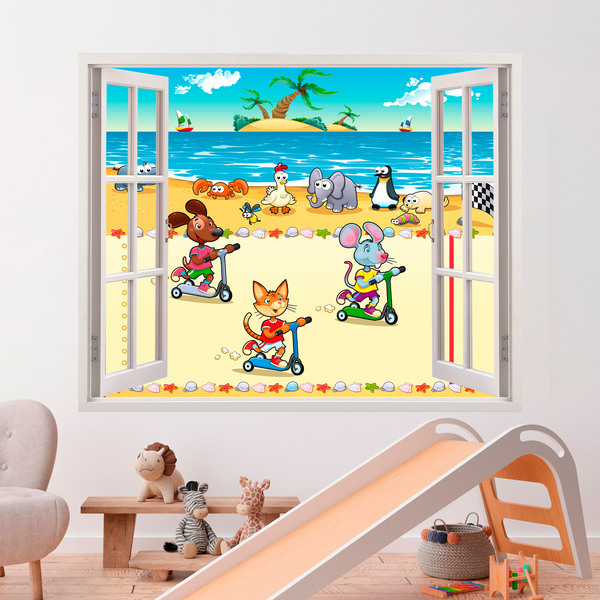 Stickers for Kids: Window race on the beach