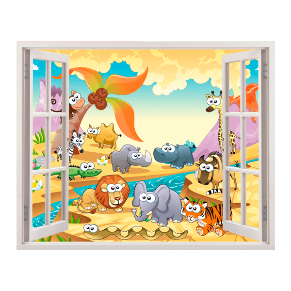 Stickers for Kids: Window Meeting in the savannah