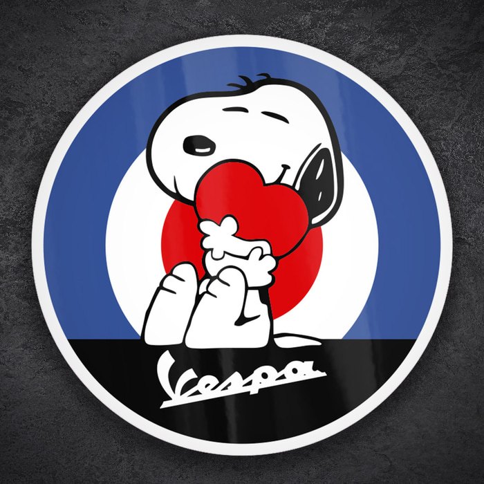 Car & Motorbike Stickers: Snoopy Mod with Vespa and Heart