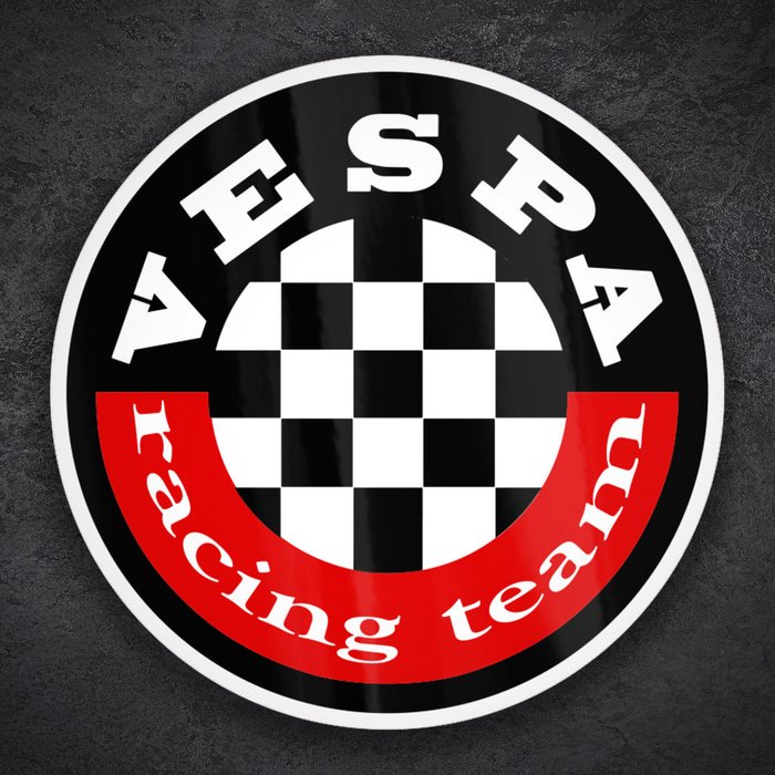 Car & Motorbike Stickers: Vespa Racing Team Checkered Emblem