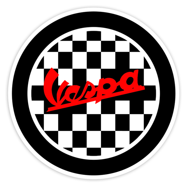 Car & Motorbike Stickers: Vespa Racing with Checkered Background