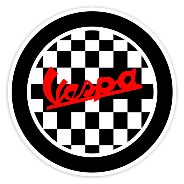 Car & Motorbike Stickers: Vespa Racing with Checkered Background