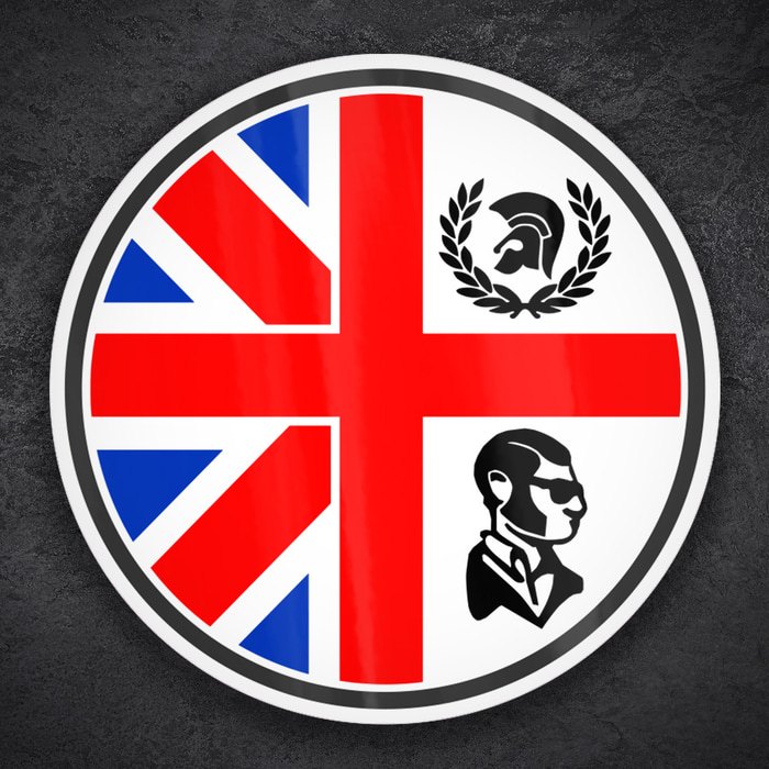 Car & Motorbike Stickers: UK Skinhead Emblem with Cross and Trojan