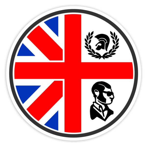 Car & Motorbike Stickers: Skinhead UK Emblem with Cross and Trojan