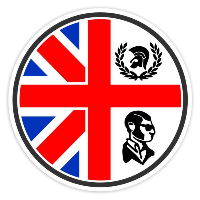 Car & Motorbike Stickers: Skinhead UK Emblem with Cross and Trojan