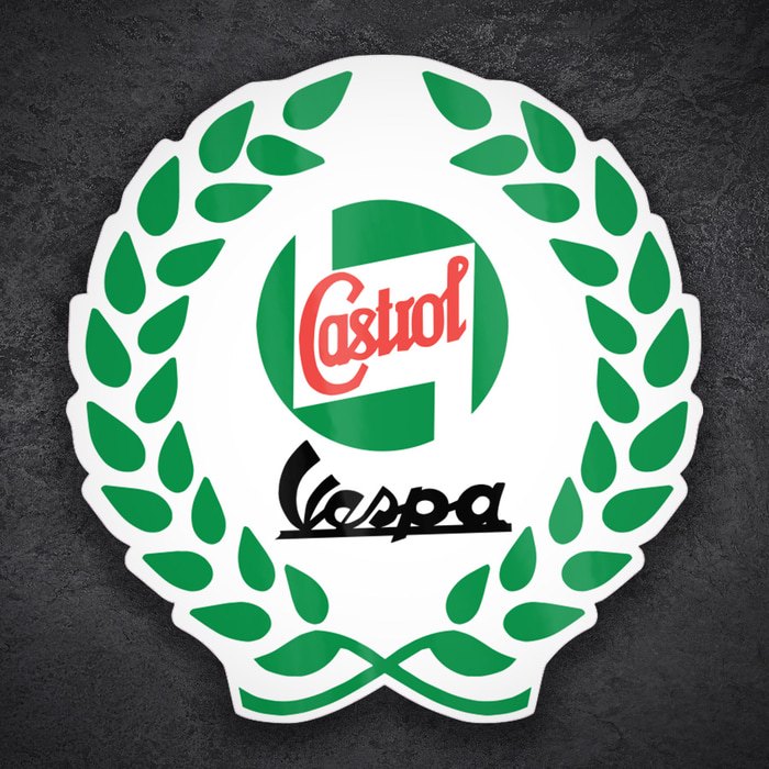 Car & Motorbike Stickers: Castrol Vespa with Laurel Wreath