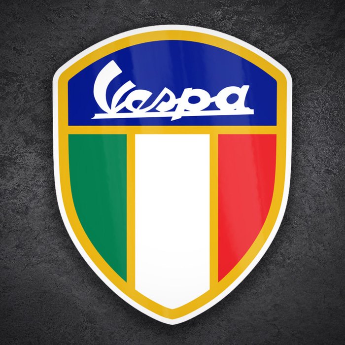 Car & Motorbike Stickers: Classic Vespa Shield with Italian Flag