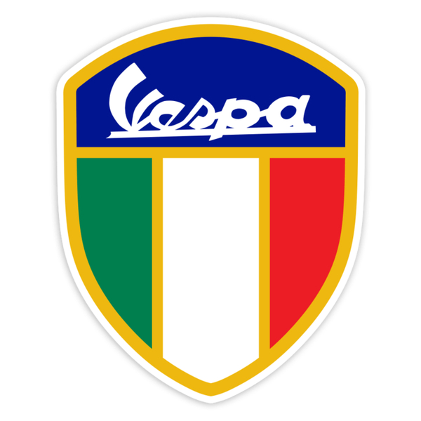 Car & Motorbike Stickers: Classic Vespa Shield with Italian Flag