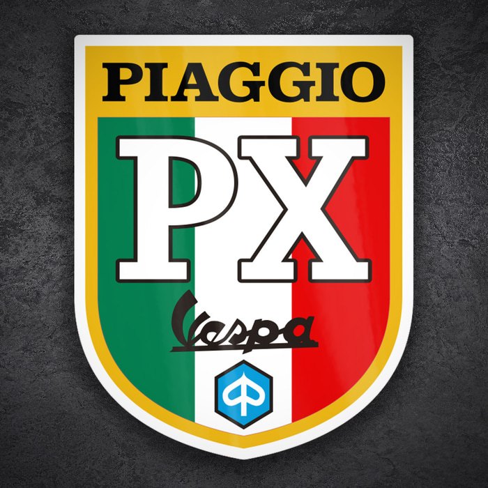 Car & Motorbike Stickers: Classic Vespa PX Italian Shield Piaggio