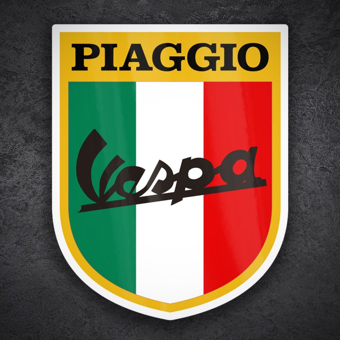 Car & Motorbike Stickers: Classic Vespa Italian Shield with Piaggio