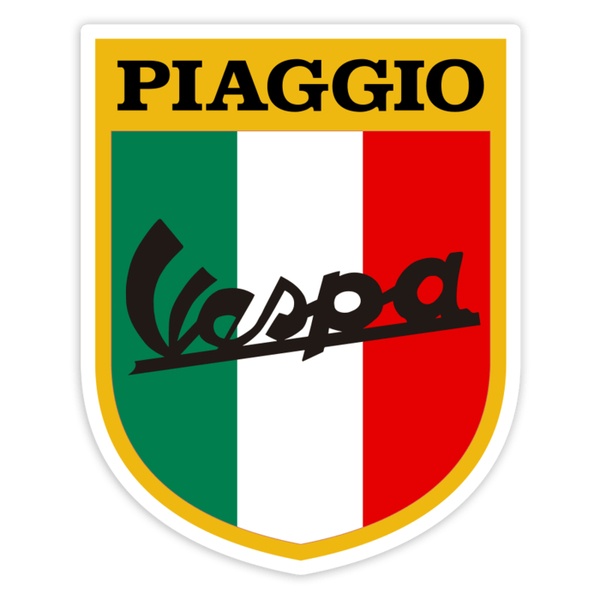Car & Motorbike Stickers: Classic Vespa Italian Shield with Piaggio