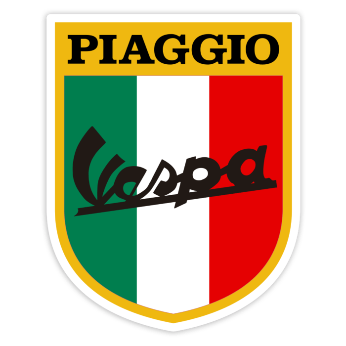 Car & Motorbike Stickers: Classic Vespa Italian Shield with Piaggio