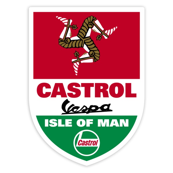 Car & Motorbike Stickers: Classic Vespa Castrol Isle of Man Shield