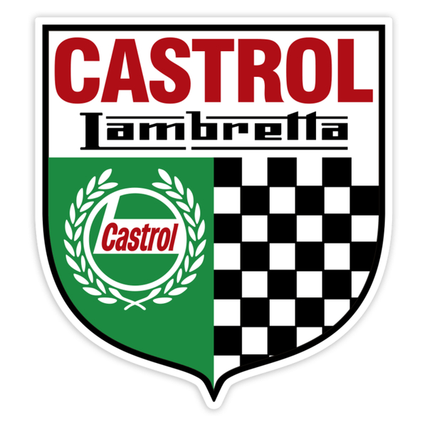 Car & Motorbike Stickers: Lambretta Castrol Shield with Racing Checkers
