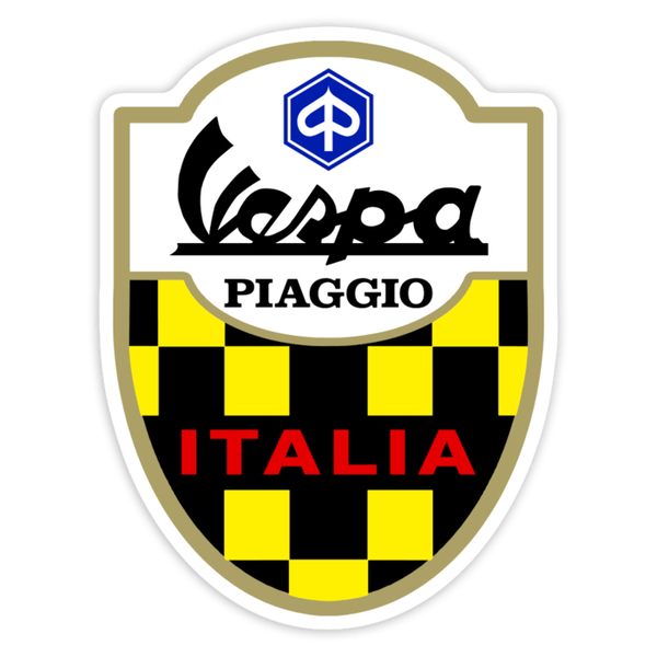 Car & Motorbike Stickers: Piaggio Vespa Italia Racing Shield with Checkers