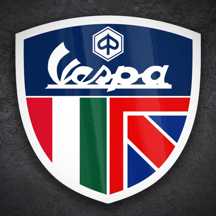 Car & Motorbike Stickers: Vespa Italy & United Kingdom Emblem