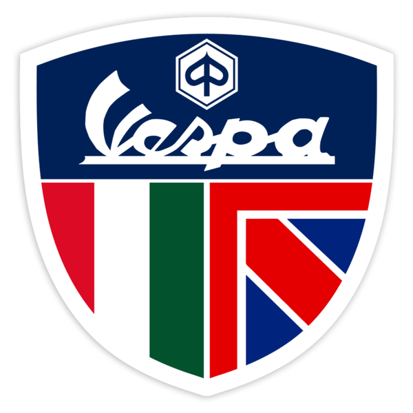 Car & Motorbike Stickers: Vespa Italy & United Kingdom Emblem