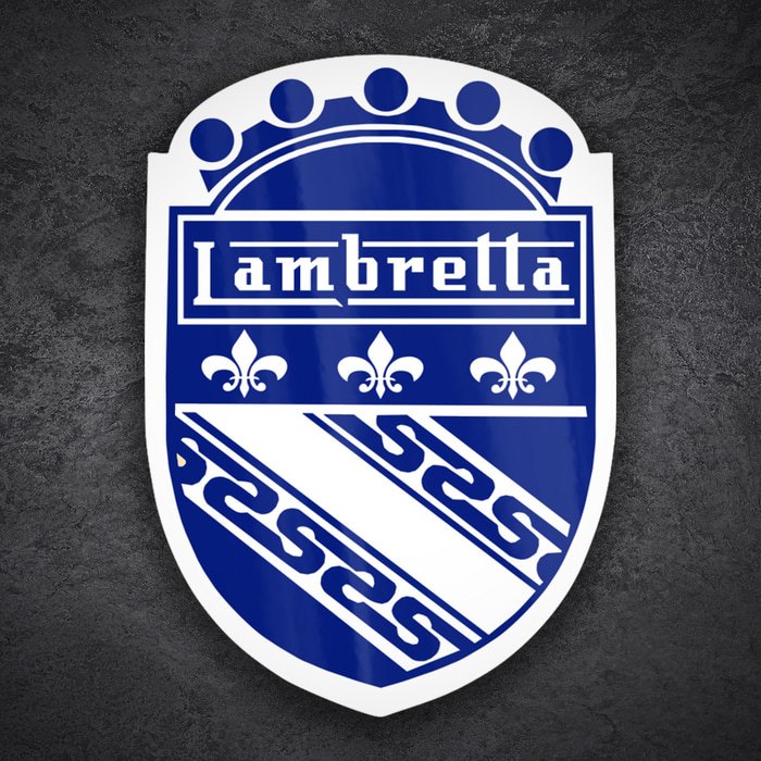 Car & Motorbike Stickers: Blue heraldic Lambretta badge