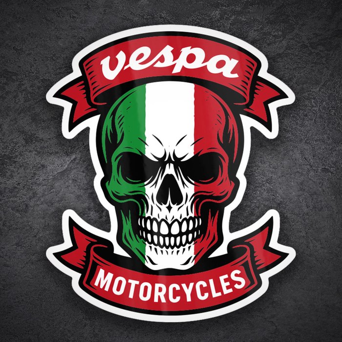 Car & Motorbike Stickers: Vespa Skull Italy Motorcycles