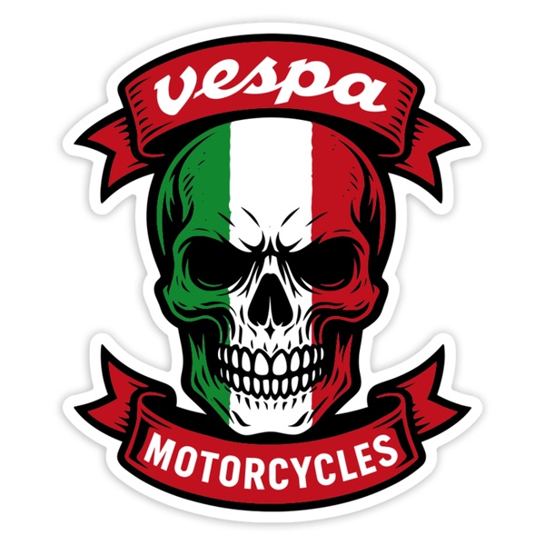 Car & Motorbike Stickers: Vespa Skull Italy Motorcycles