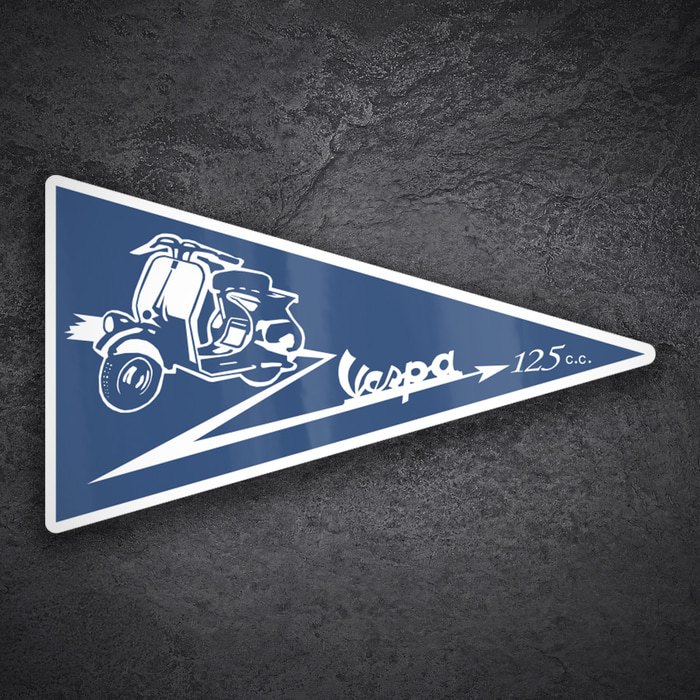 Car & Motorbike Stickers: Blue Vespa 125 c.c. Vintage Emblem