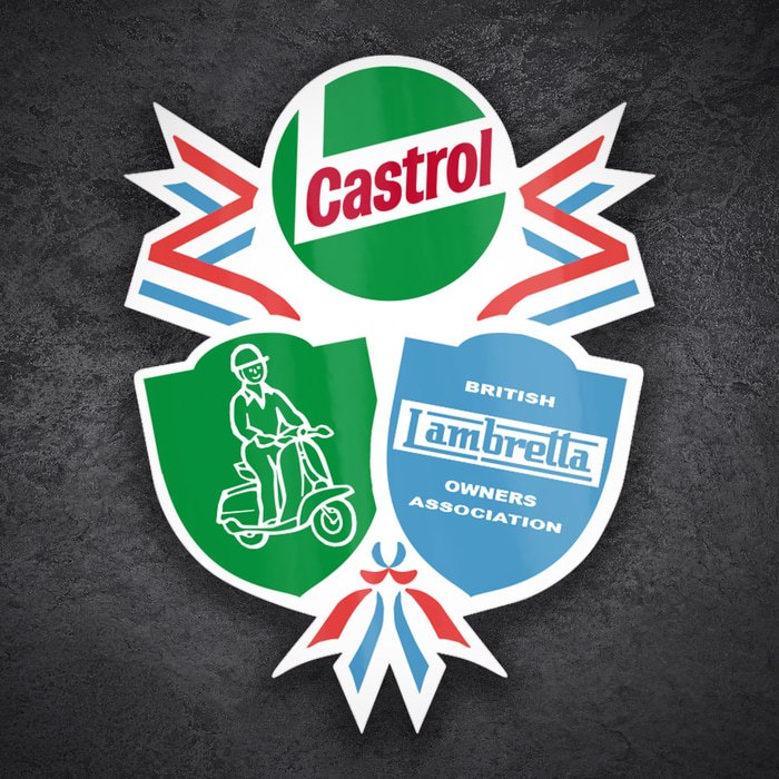 Car & Motorbike Stickers: Vintage British Lambretta Castrol Crest