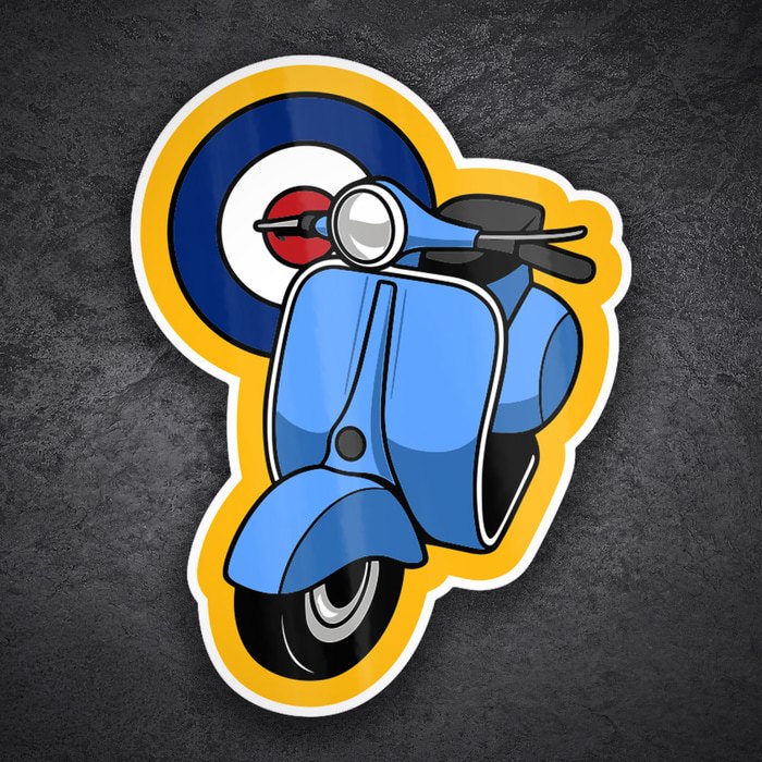 Car & Motorbike Stickers: Blue Mod Classic Scooter