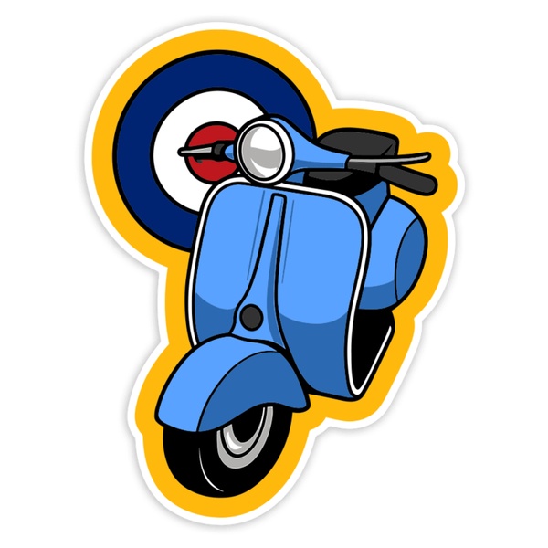 Car & Motorbike Stickers: Blue Mod Classic Scooter