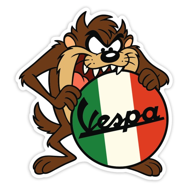 Car & Motorbike Stickers: Taz with Vespa and Italian flag
