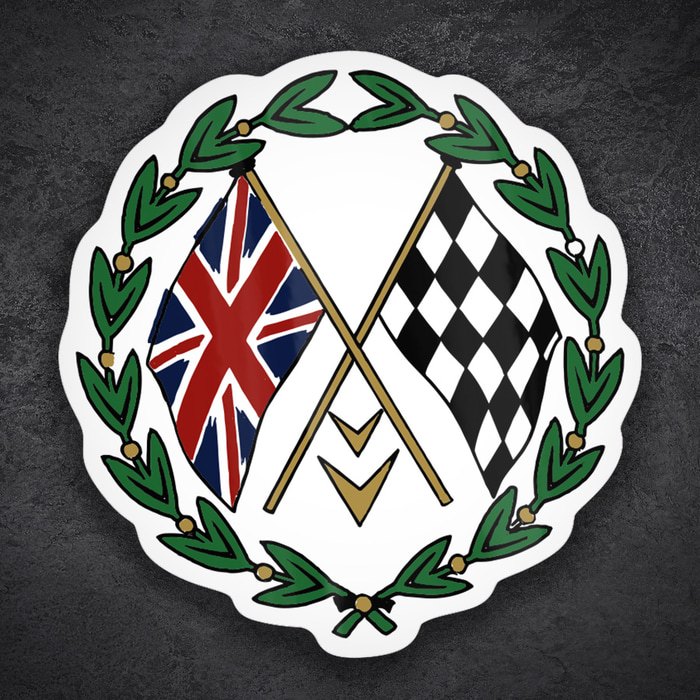 Car & Motorbike Stickers: GB chequered flag wreath