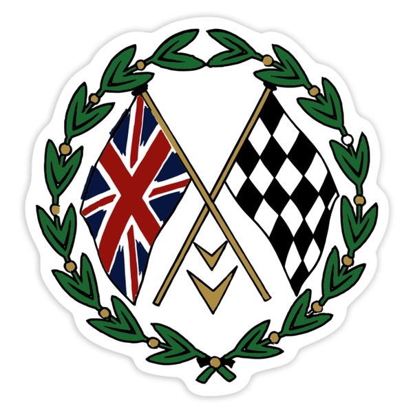 Car & Motorbike Stickers: GB chequered flag wreath