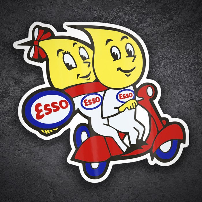 Car & Motorbike Stickers: Esso Couple on Scooter