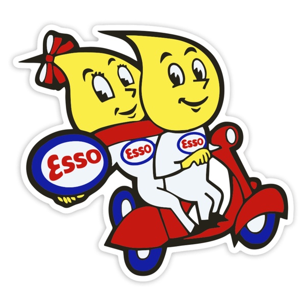 Car & Motorbike Stickers: Esso Couple on Scooter