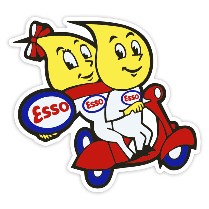 Car & Motorbike Stickers: Esso Couple on Scooter