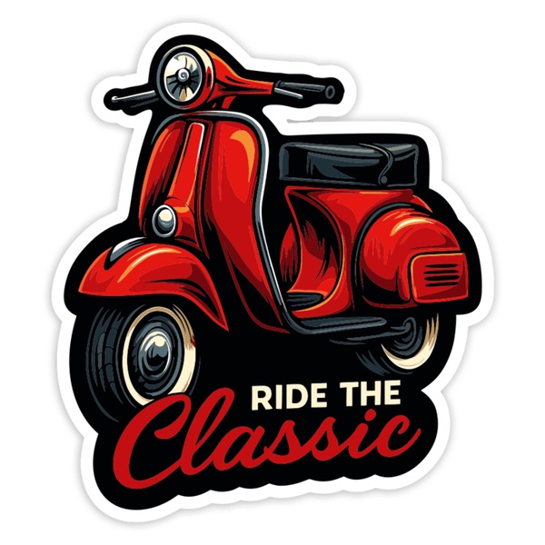 Car & Motorbike Stickers: Red Vespa Ride the Classic