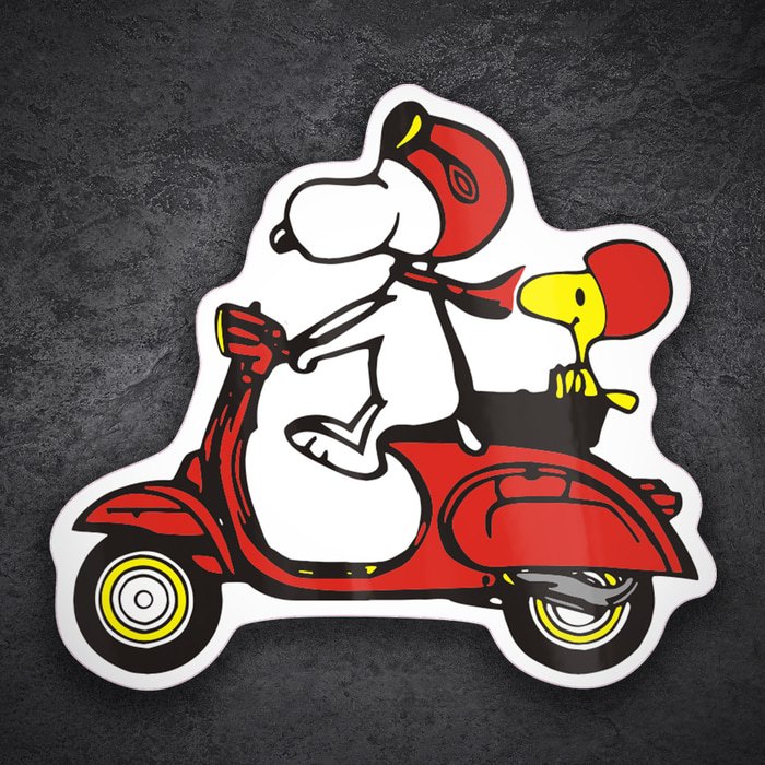 Car & Motorbike Stickers: Snoopy Red Vespa