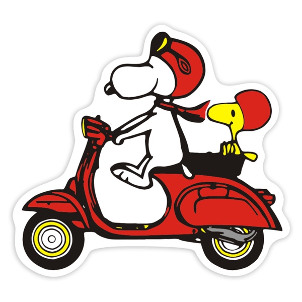 Car & Motorbike Stickers: Snoopy Red Vespa