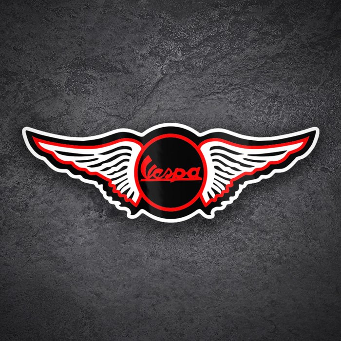 Car & Motorbike Stickers: Vespa Wings Retro Red Winged Design