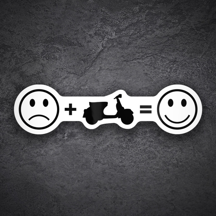 Car & Motorbike Stickers: Vespa Happiness Formula Smiley Scooter