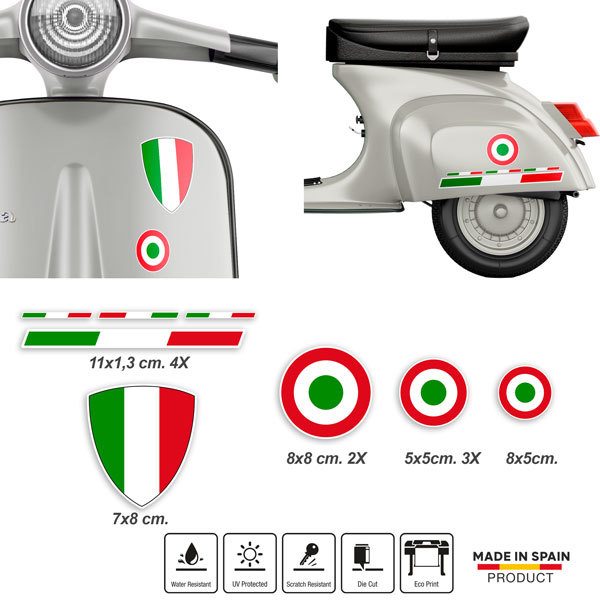 Car & Motorbike Stickers: Vespa Italy Flags