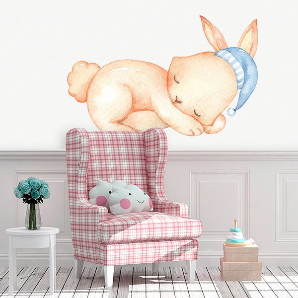 Stickers for Kids: Rabbit lying in watercolour