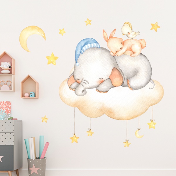 Stickers for Kids: Kit animals sleeping in the cloud