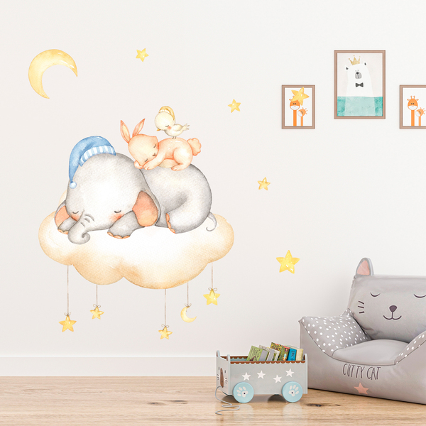 Stickers for Kids: Kit animals sleeping in the cloud