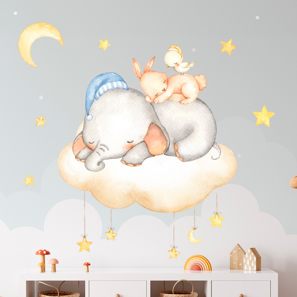 Stickers for Kids: Kit animals sleeping in the cloud