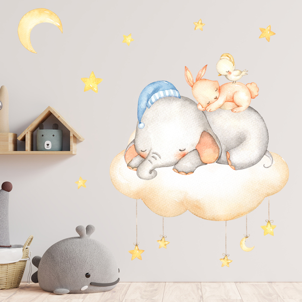 Stickers for Kids: Kit animals sleeping in the cloud