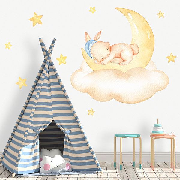 Stickers for Kids: Rabbit sleeps on moon